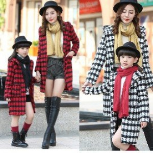 Paternity jacket [autumn and winter new paternity costume, big girl, pretty mom woolen jacket warm series] long version of parent-child equipment, shop cotton affordable handsome fashion / autumn and winter coat / long version of the coat ☆